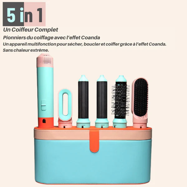 ensembles sèche-cheveux 5 en 1 avec coffret de rangement bleu clair