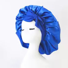 Bonnet soyeux bleu de nuit en satin pour protéger les cheveux