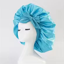 Bonnet soyeux de nuit en satin avec nœud  pour protéger les cheveux