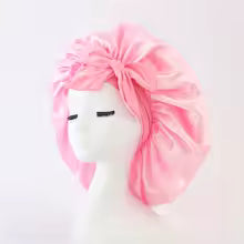 Bonnet soyeux de nuit en satin avec nœud  pour protéger les cheveux
