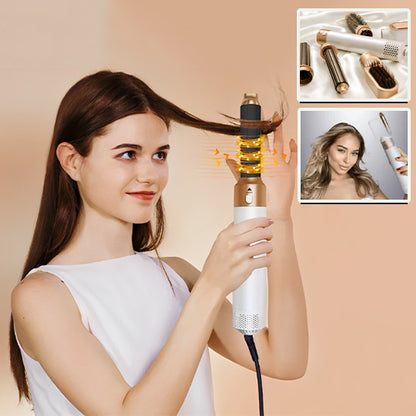 fer a friser ,boucleur ensemble accessoires sèche cheveux 5 en 1 blanc et or