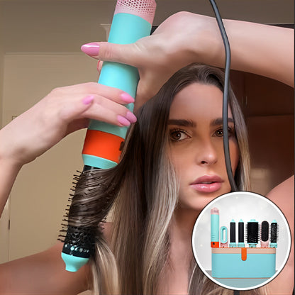 brosse à air chaud sèche-cheveux accessoires 5 en 1 avec  sa boite de rangement 