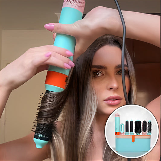 brosse à air chaud sèche-cheveux accessoires 5 en 1 avec  sa boite de rangement 